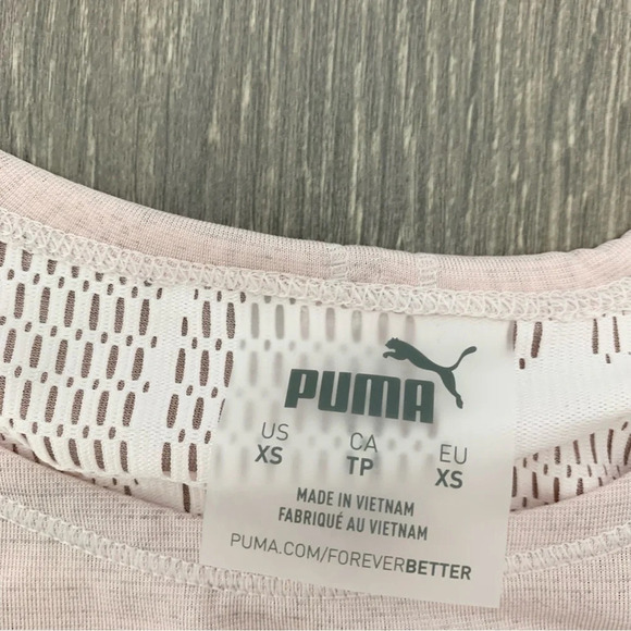 Puma Tank Top Cropped Lace Slit Open Back Mesh Burnout Rosewater Pink Size XS - Picture 7 of 12